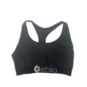 Ethika‎ Black Racerback Ethika Logo Sports Bra Polyester Spandex Womens Small